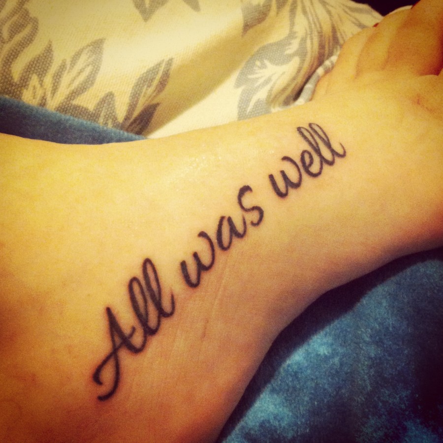 Cool Unisex Harry Potter “All was Well” Quote Tattoo Design
