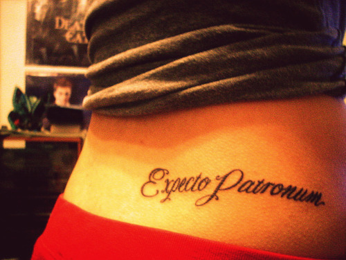 Exotic Expecto Patronum Hip Tattoo Design for Girls