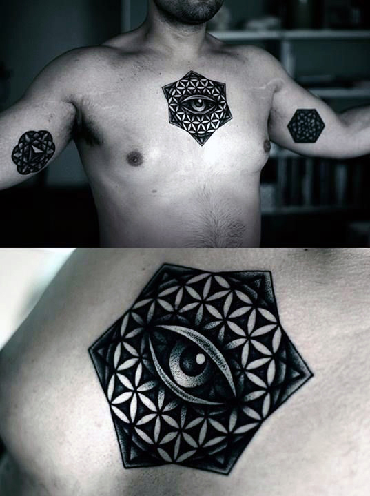 eye chest tattoos for men