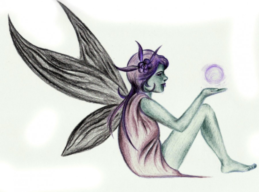 Beautiful Fairy Tattoo Design Sketch