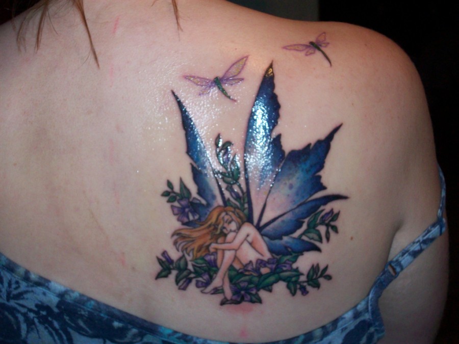Cute Fairy Girls Tattoo Meaning and Design on Right Shoulder