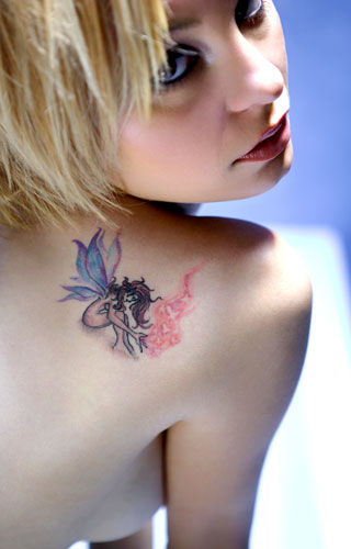 Gothic Style Fairy Shaped Tattoo Design Picture