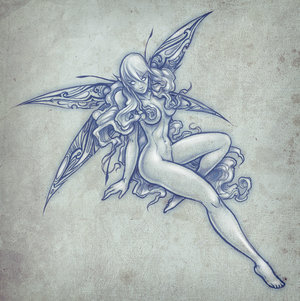 Fairy Shaped Tattoo Design Sketch Collection