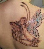Fairy Shaped Women Tattoo Design on Right Shoulder