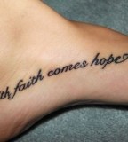 With Faith Comes Hope Love The Font Foot Tattoo