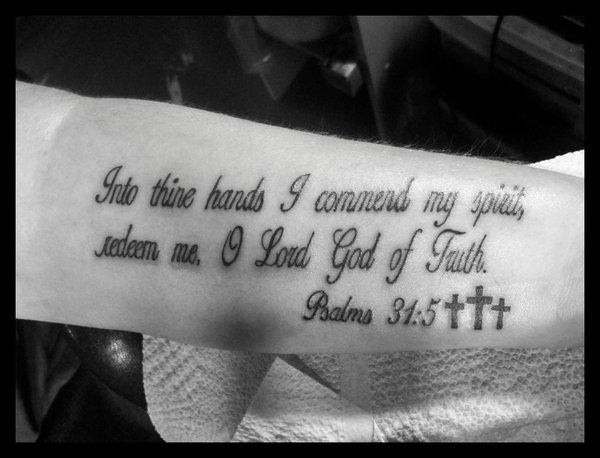 Bible Verse “Psalms 31:5” Bible Phrase Arms-Tattoos Designs