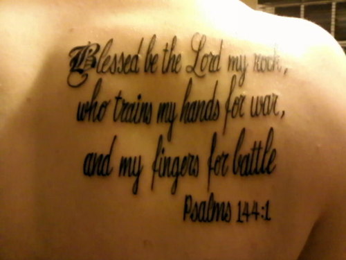 Bible Verse "Psalms 144:1" Tattoo Designs for Men