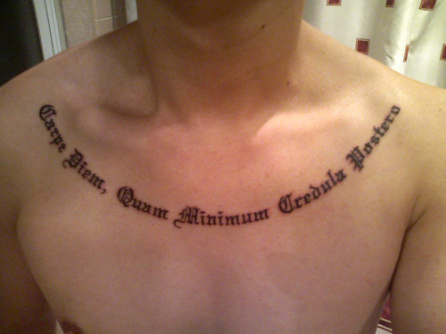 Precious Neckling Latin Phrases Tattoo
