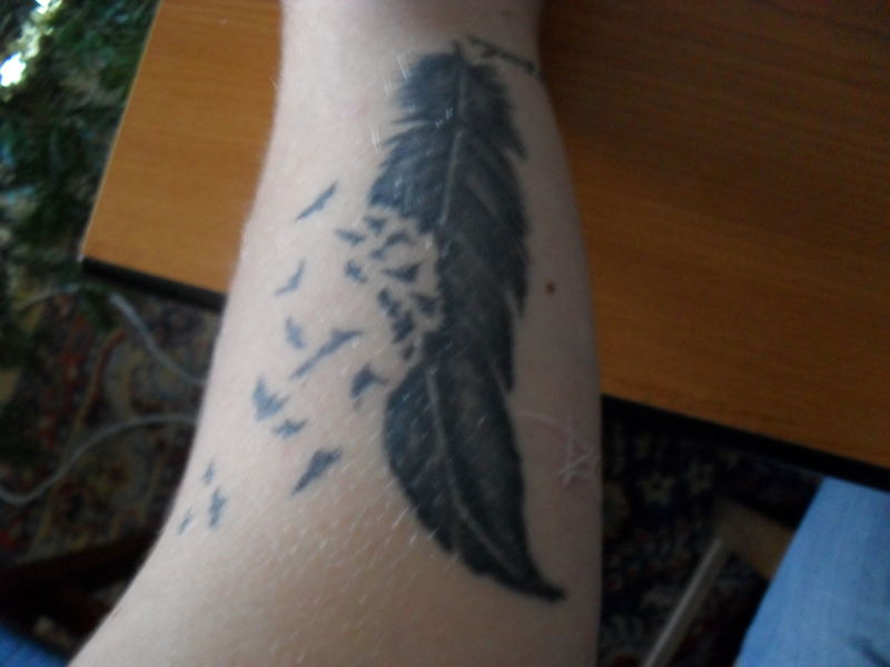 Fascinating Classy Bird And Feather Tattoo