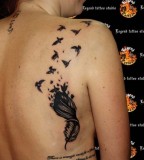 Quote Feather Bird Tattoo on Women Back, Awesome! (NSFW)