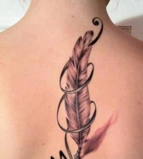 feather with initials