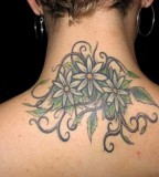 Feminine Swirly Flower Back Tattoo Designs for Women