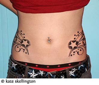 Cute Feminine Swirly Stars Hips Tattoo Designs for Women