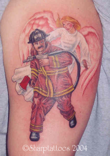 Fire Man And Angel Tattoo Pictures