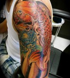 Amazing Colorful Koi Fish Tattoo For Men