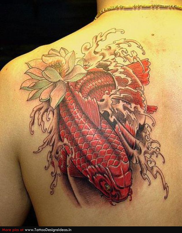 Tattoo Design Of Red Koi Tattoos