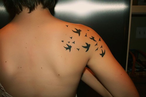 Dove Tattoos Flock Of Black Birds Shoulder Tattoo