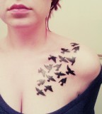 Flock Of Birds Pic Tattoo On Chest 