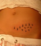  Abdominal Flock of Birds Tattoo