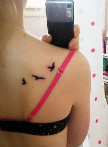Shoulder Back Flying Birds Tattoo Design