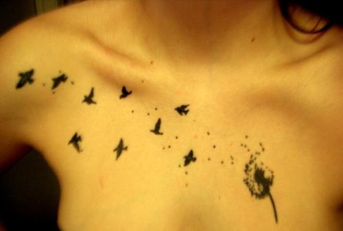 Dandelion With Birds Tattoo