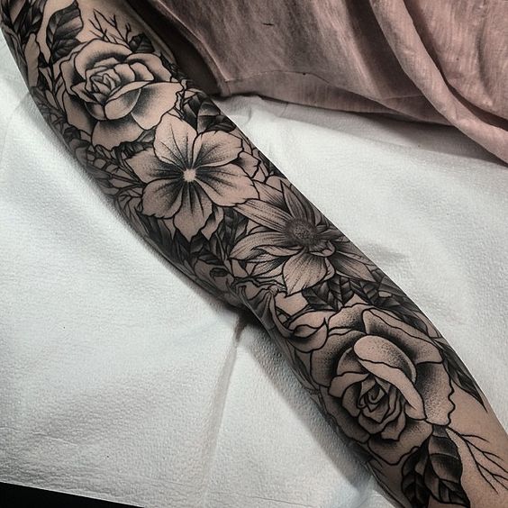 flower-sleeve-tattoo-by-dokgo