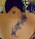 Butterfly And Flower Tattoos On Back for Women
