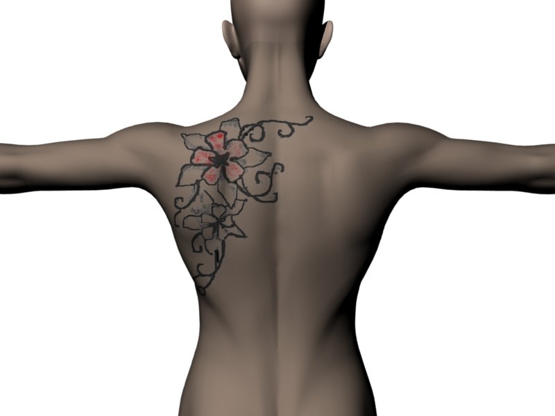 Flower Back Tattoo Design Sketch