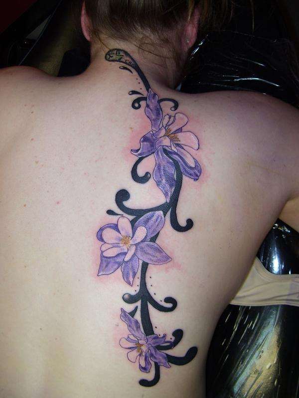 Cute Flowers Tattoo On Back for Women