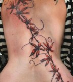 Large Flowers Back Tattoo Design for Women