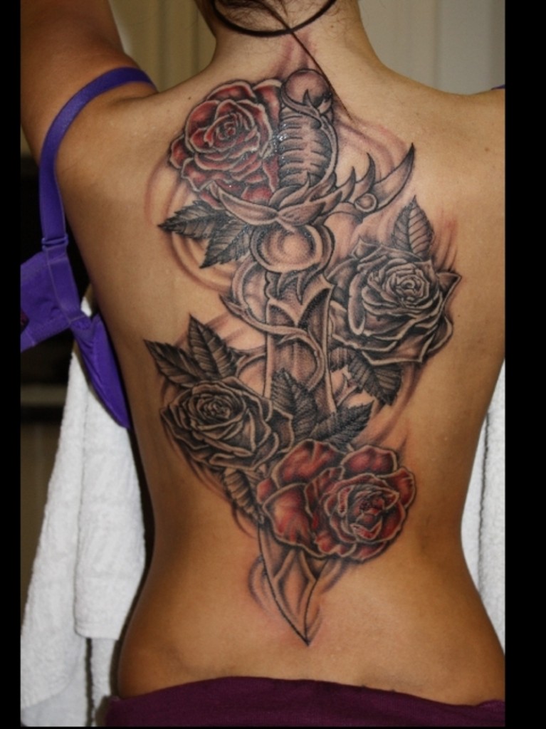 Lower Back Tattoos Rose Flower for Women