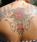 Beautiful Flower Tattoo Design on Back for Women