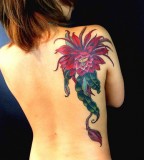 Rich Flower Tattoo On Back for Women