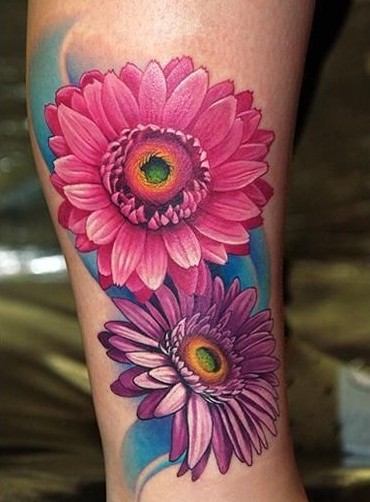 flower tattoo on leg
