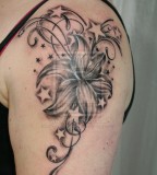Flower Stars Tribal Tattoo Design For Man