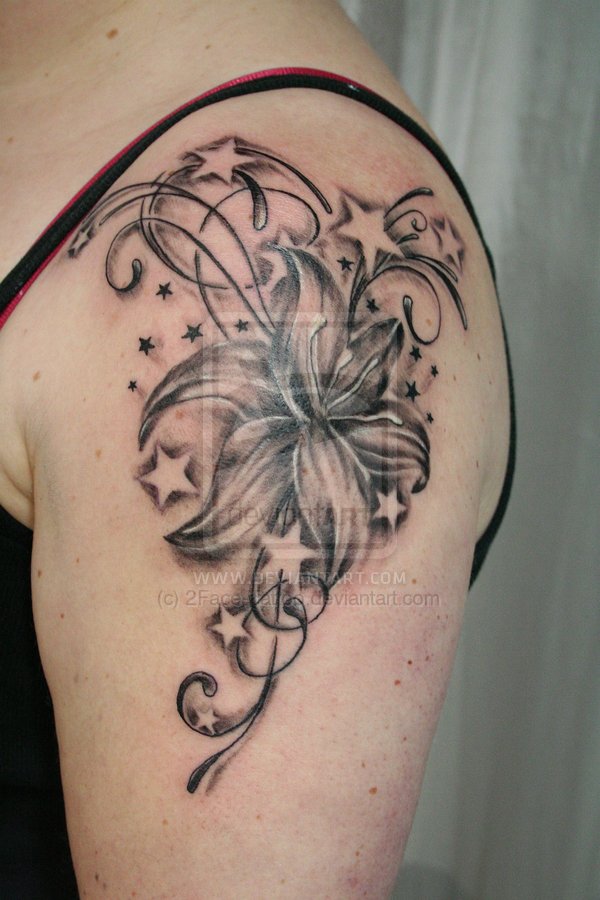 Flower Stars Tribal Tattoo Design For Man