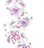 Stars Flower Butterflies Tattoo Sketch