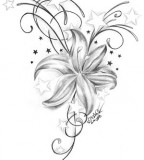 Girl Tattoo Flower Stars Sketch