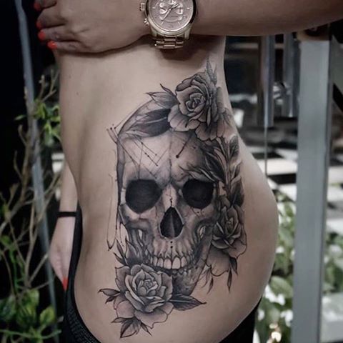 flowery-skull-tattoo-by-andrefelipetattoos
