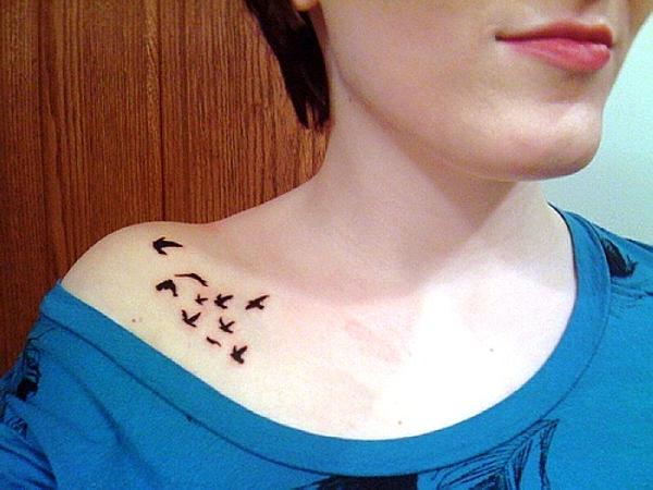 Cute Image Of Swallow Silhouette Shoulder Tattoo Design