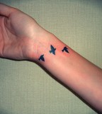 Cool Flying Bird Silhouette Arm Tattoo For Girls