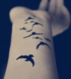 Superb Flying Bird Silhouette Arm Tattoo Design