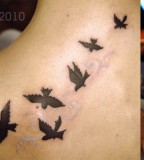 Exquisite Silhouette Of Birds In Flight Tattoo By Yanina Viland 