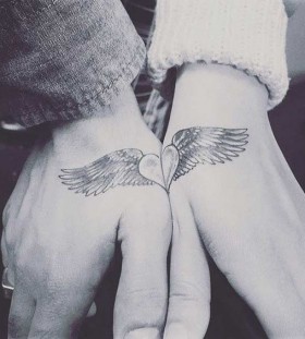 flying heart couple tattoo
