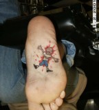 Funny Cartoon Tattoo Design on Foot