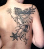 Cute Angle Tattoo Design on Back for Men