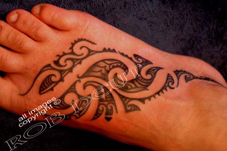 Great Tribal Tattoo Design on Foot for Men