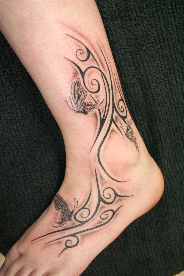 Simple Tribal Foot Tattoo Design for Men