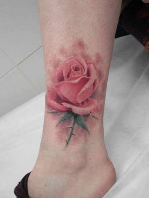 Beautiful Rose Tattoo Design on Foot