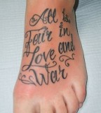 Lettering Tattoo Design on Foot for Men